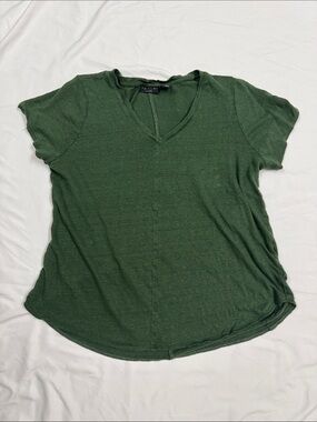 Tahari Women's V-Neck Short Sleeve Tee in Forest Green